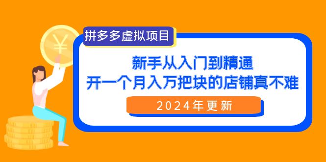 拼多多虚拟项目：入门到精通，开一个月入万把块的店铺 真不难（24年更新）-微众资源