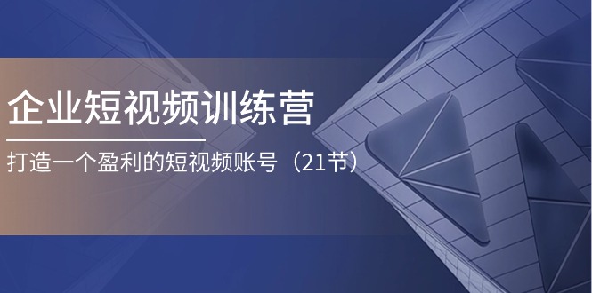 企业短视频训练营：打造一个盈利的短视频账号（21节）-微众资源