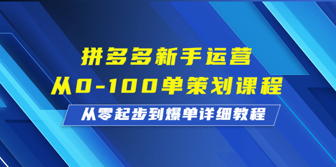 拼多多新手运营从0-100单策划课程，从零起步到爆单详细教程-微众资源