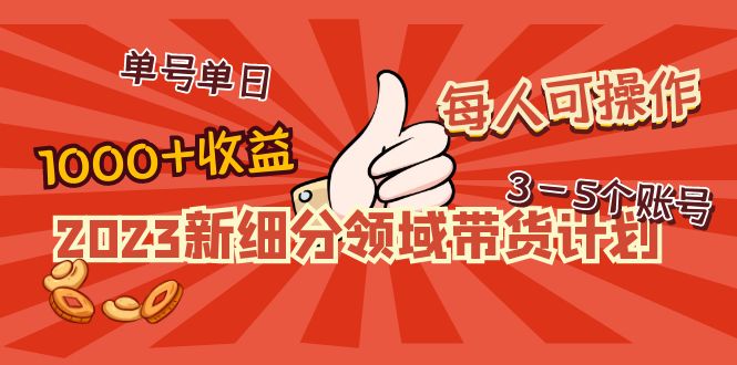 2023新细分领域带货计划：单号单日1000+收益不难，每人可操作3-5个账号-微众资源
