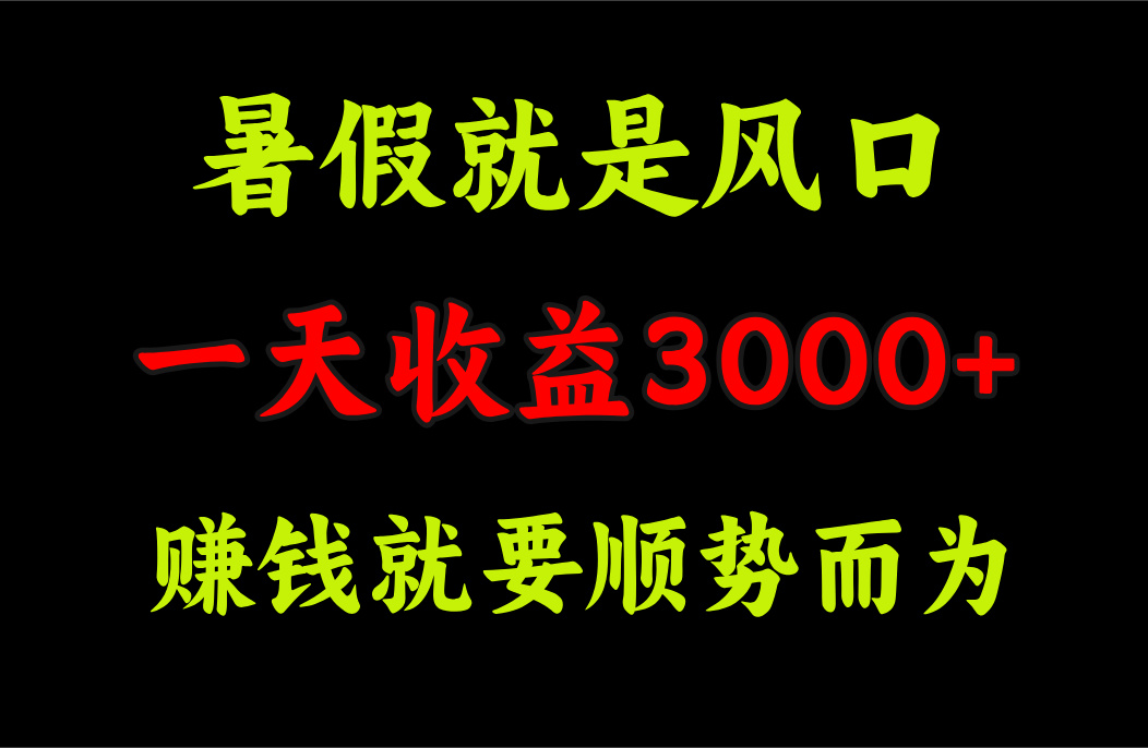 一天收益3000+ 赚钱就是顺势而为，暑假就是风口-微众资源
