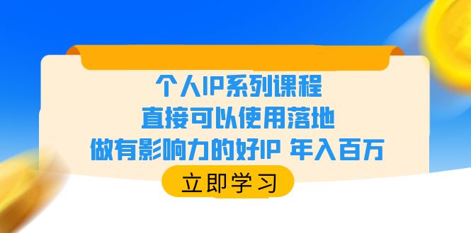 个人IP系列课程，直接可以使用落地，做有影响力的好IP 年入百万-微众资源