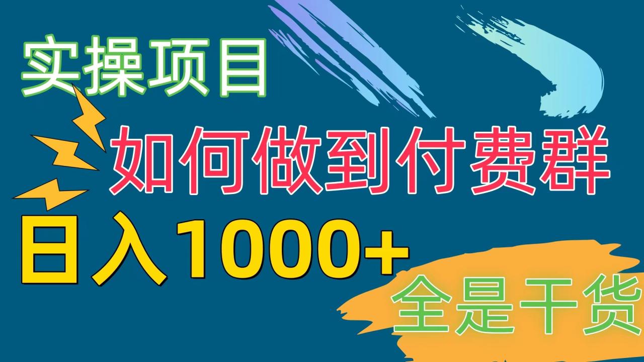 付费群赛道，日入1000+-微众资源