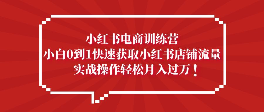 小红书电商训练营，小白0到1快速获取小红书店铺流量，实战操作月入过万-微众资源