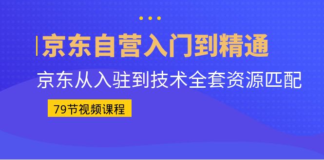 京东自营入门到精通：京东从入驻到技术全套资源匹配（79节课）-微众资源