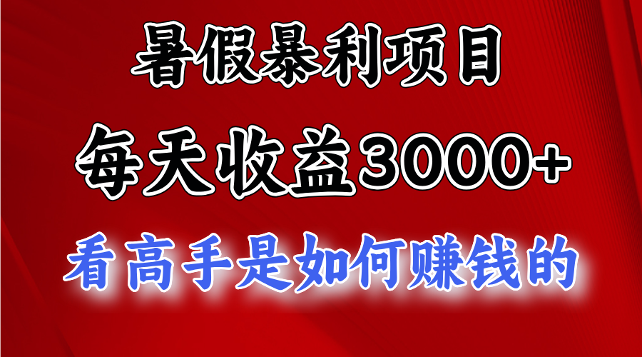 暑假暴利项目，每天收益3000+ 努努力能达到5000+，暑假大流量来了-微众资源