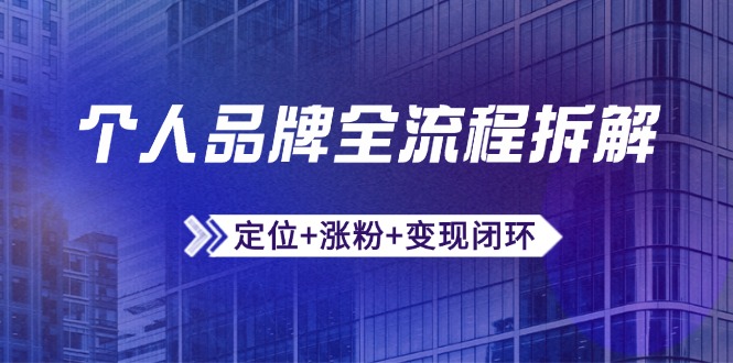 个人品牌全流程拆解：定位+涨粉+变现闭环，微信生态运营与资源整合-微众资源