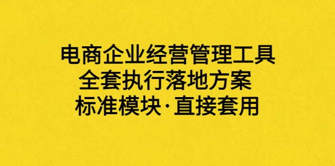 外面卖198·电商企业经营管理工具：全套执行落地方案 标准模块·直接套用-微众资源
