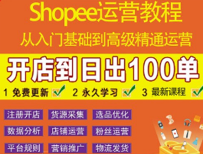 shopee运营教程：从入门基础到高级精通，开店到日出100单（全套课程）-微众资源