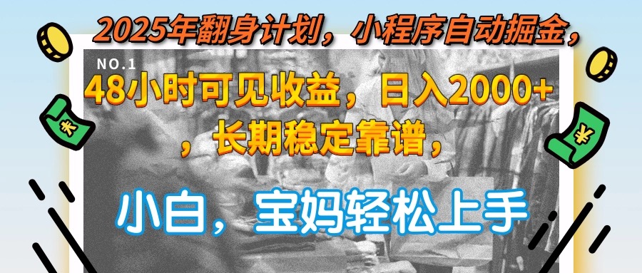 2025年翻身计划，小程序自动掘金48小时可见收益，日入2000+，长期稳定…-微众资源
