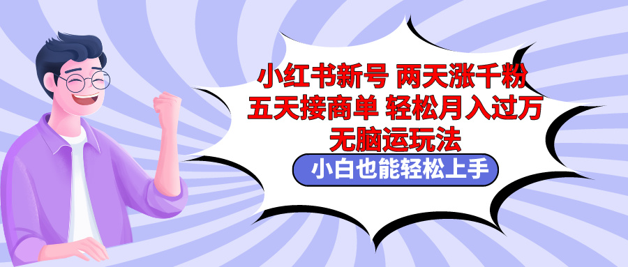 小红书新号两天涨千粉五天接商单轻松月入过万 无脑搬运玩法 小白也能轻…-微众资源