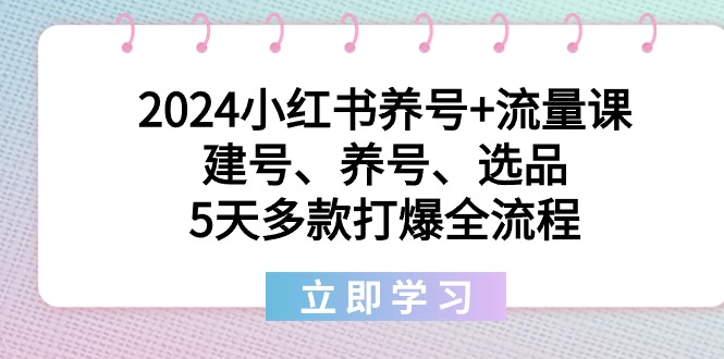 2024小红书养号+流量课：建号、养号、选品，5天多款打爆全流程-微众资源