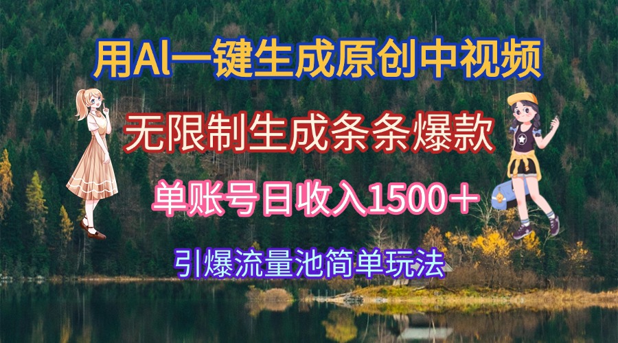 用Al一键生成原创中视频，无限制生成条条爆款，单账号日收入1500＋引爆…-微众资源