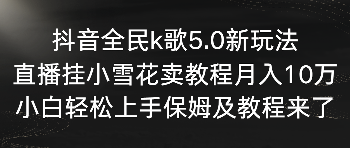 抖音全民k歌5.0新玩法，直播挂小雪花卖教程月入10万，小白轻松上手，保…-微众资源