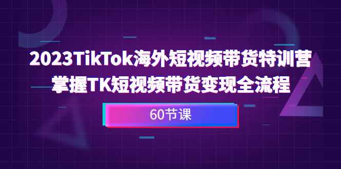 2023-TikTok海外短视频带货特训营，掌握TK短视频带货变现全流程（60节课）-微众资源