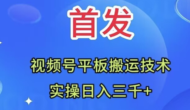 全网首发：视频号平板搬运技术，实操日入三千＋-微众资源