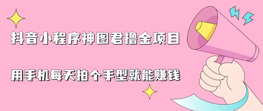 抖音小程序神图君撸金项目，用手机每天拍个手型挂载一下小程序就能赚钱-微众资源