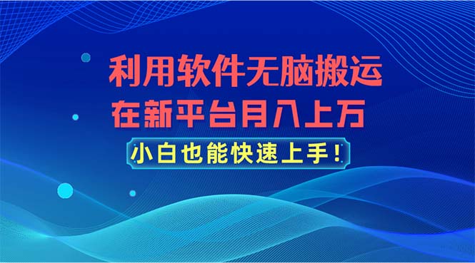 利用软件无脑搬运，在新平台月入上万，小白也能快速上手-微众资源