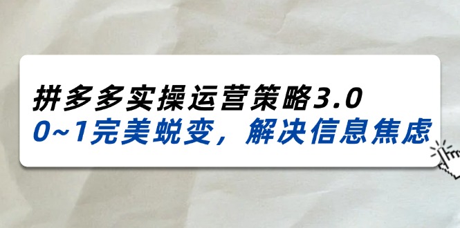 2024_2025拼多多实操运营策略3.0，0~1完美蜕变，解决信息焦虑（38节）-微众资源