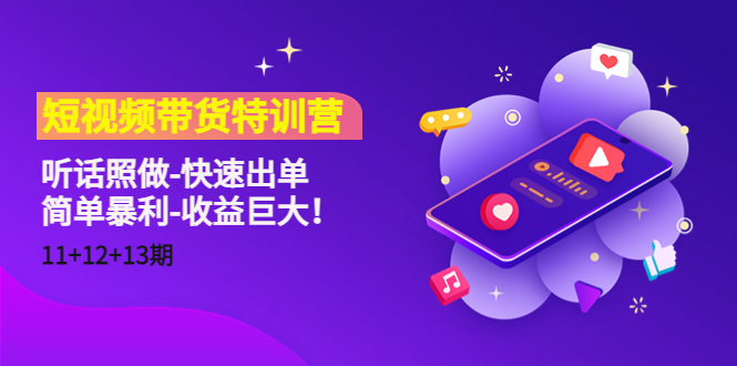 短视频带货特训营听话照做-快速出单-简单暴利-收益巨大！-微众资源