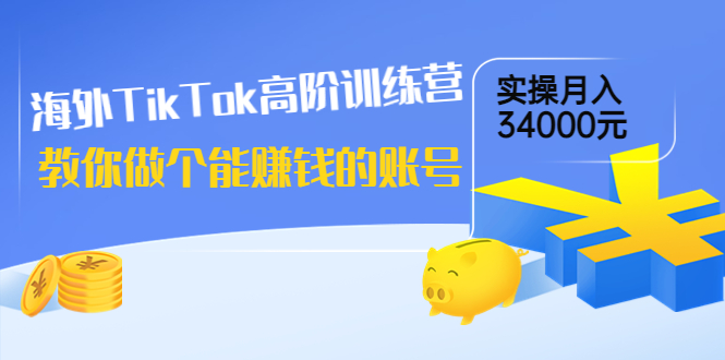 海外TikTok高阶训练营：教你做个能赚钱的账号，实操月入34000元！-微众资源