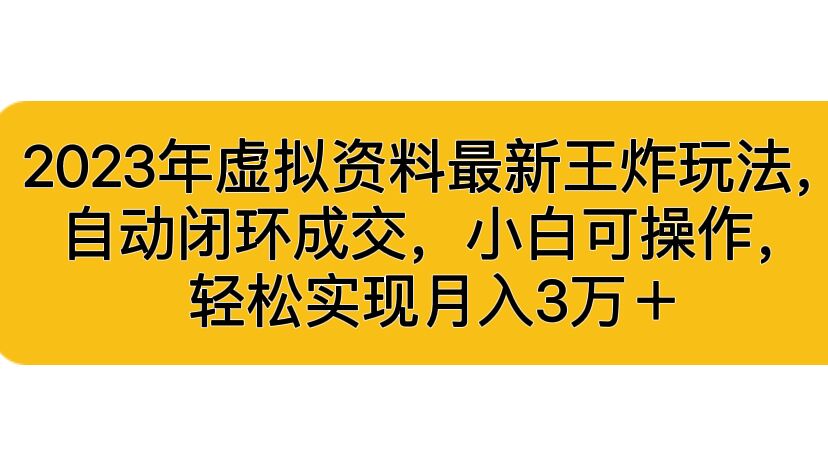 2023年虚拟资料最新王炸玩法，自动闭环成交，小白可操作，轻松实现月入3…-微众资源