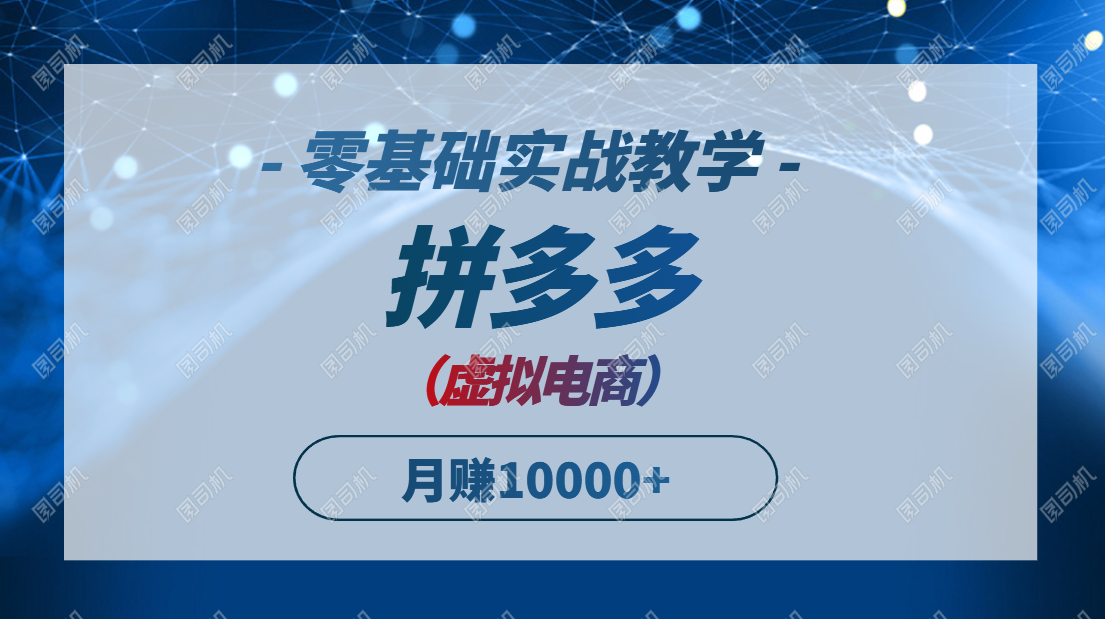拼多多虚拟电商，零基础实战教学，快速打爆商品，新手也能月入10000+-微众资源
