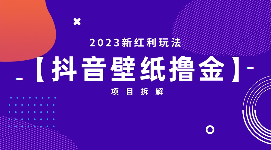 2023新红利玩法：抖音壁纸撸金项目-微众资源