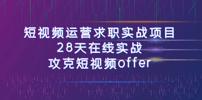 短视频运-营求职实战项目，28天在线实战，攻克短视频offer（46节课）-微众资源
