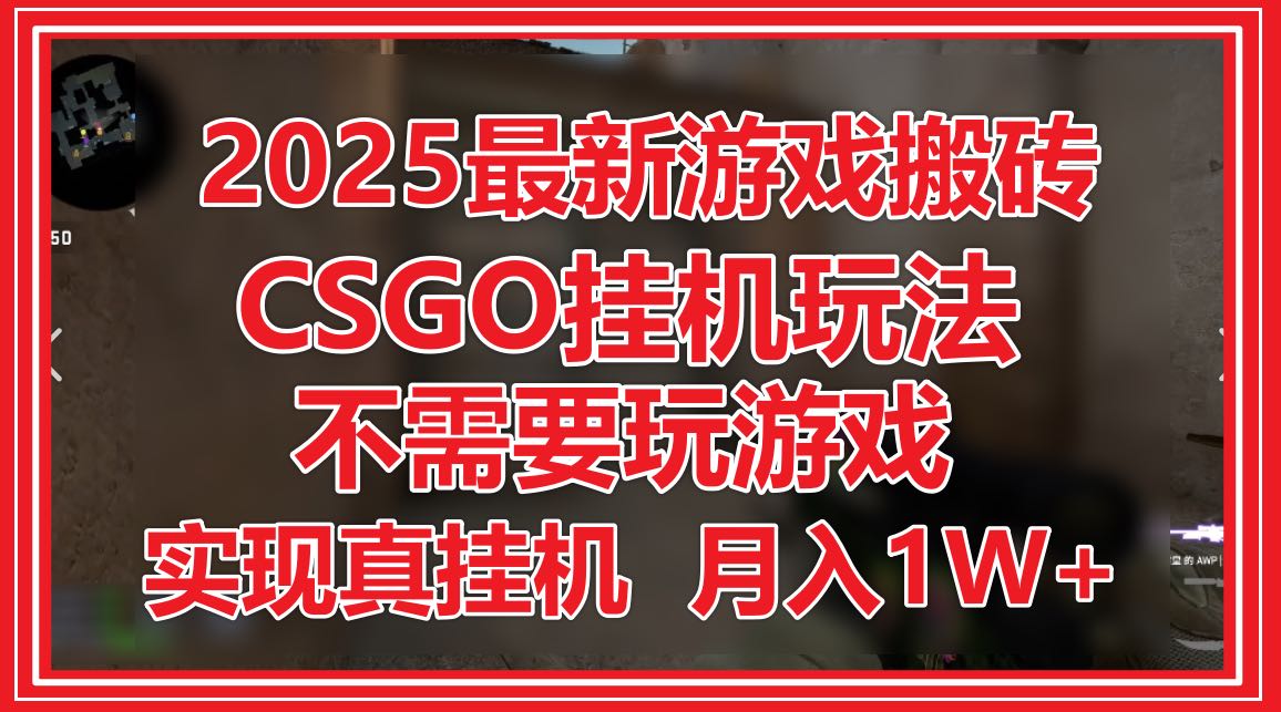 2025最新游戏搬砖，CSGO挂机，不需要玩游戏，实现真挂机，月入1W+-微众资源