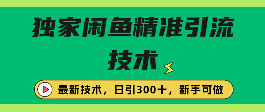 独家闲鱼引流技术，日引300＋实战玩法-微众资源