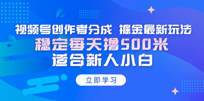 【蓝海项目】视频号创作者分成 掘金最新玩法 稳定每天撸500米 适合新人小白-微众资源
