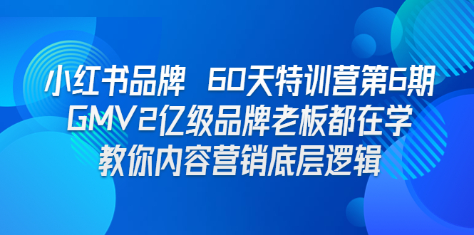 小红书品牌 60天特训营第6期 GMV2亿级品牌老板都在学 教你内容营销底层逻辑-微众资源