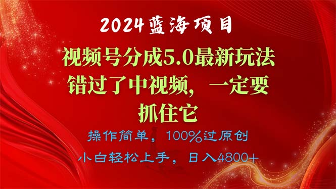 2024蓝海项目，视频号分成计划5.0最新玩法，错过了中视频，一定要抓住…-微众资源