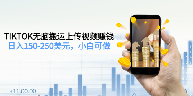 TIKTOK无脑搬运上传视频赚钱，日入150-250美元，小白可做（2节视频课）-微众资源