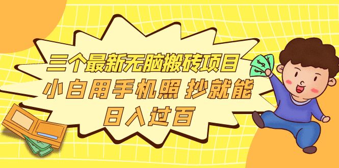 三个最新无脑搬砖项目，小白用手机照抄就能日入过百-微众资源