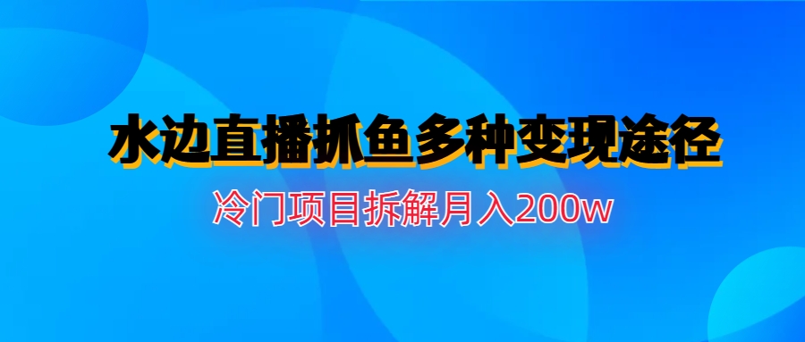 (6674期)水边直播抓鱼多种变现途径冷门项目月入200w拆解-微众资源
