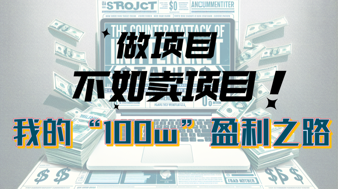 为什么做项目不如卖项目？我的100W+盈利之路-微众资源