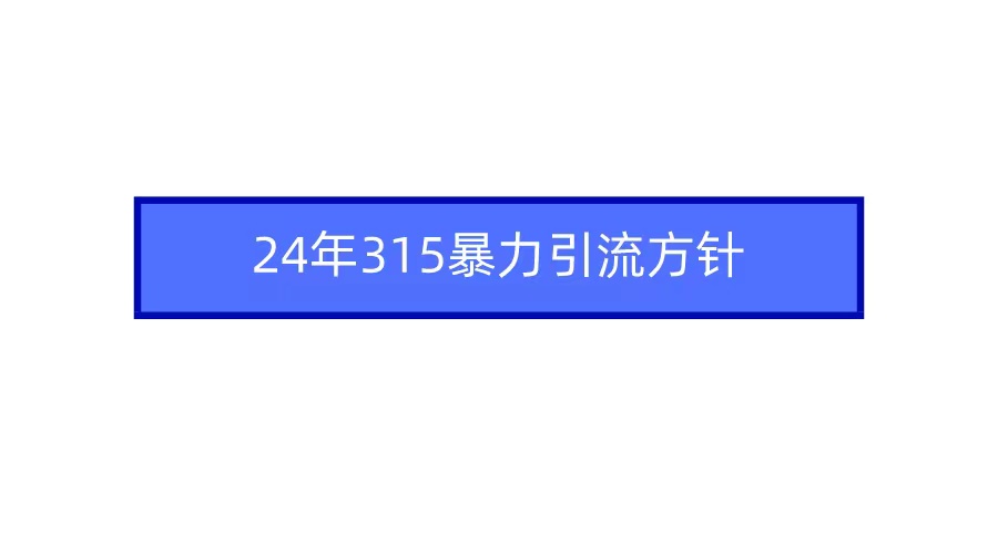2024年315暴力引流方针-微众资源