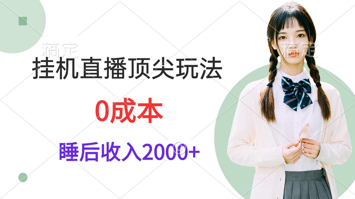 挂机直播顶尖玩法，睡后日收入2000+、0成本，视频教学-微众资源