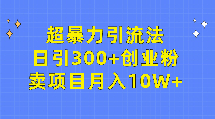 超暴力引流法，日引300+创业粉，卖项目月入10W+-微众资源