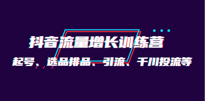 月销1.6亿实操团队·抖音流量增长训练营：起号、选品排品、引流 千川投流等-微众资源