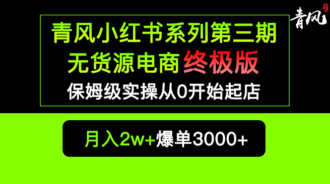 小红书无货源电商爆单终极版【视频教程+实战手册】保姆级实操从0起店爆单-微众资源