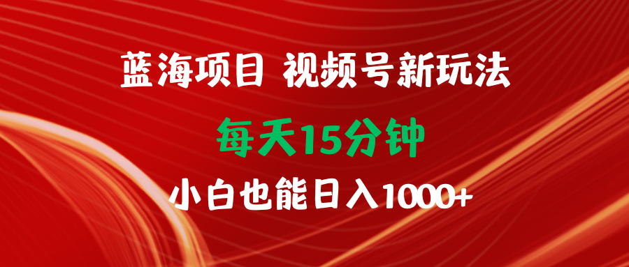蓝海项目视频号新玩法 每天15分钟 小白也能日入1000+-微众资源