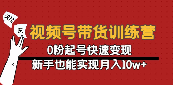 视频号带货训练营：0粉起号快速变现，新手也能实现月入10w+-微众资源
