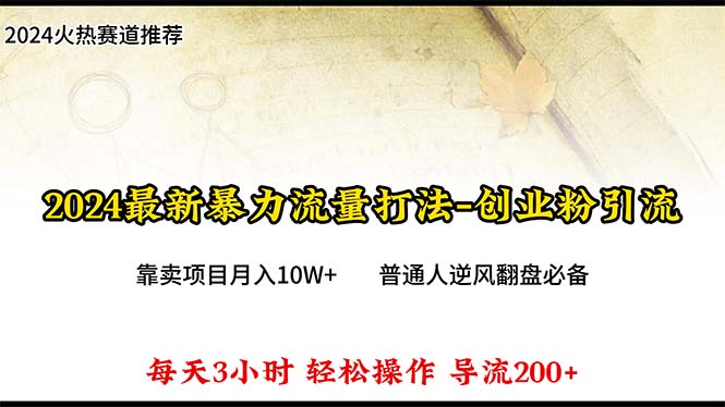 2024年最新暴力流量打法，每日导入300+，靠卖项目月入10W+-微众资源