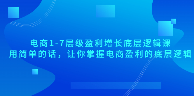 电商1-7层级盈利增长底层逻辑课：用简单的话，让你掌握电商盈利的底层逻辑-微众资源