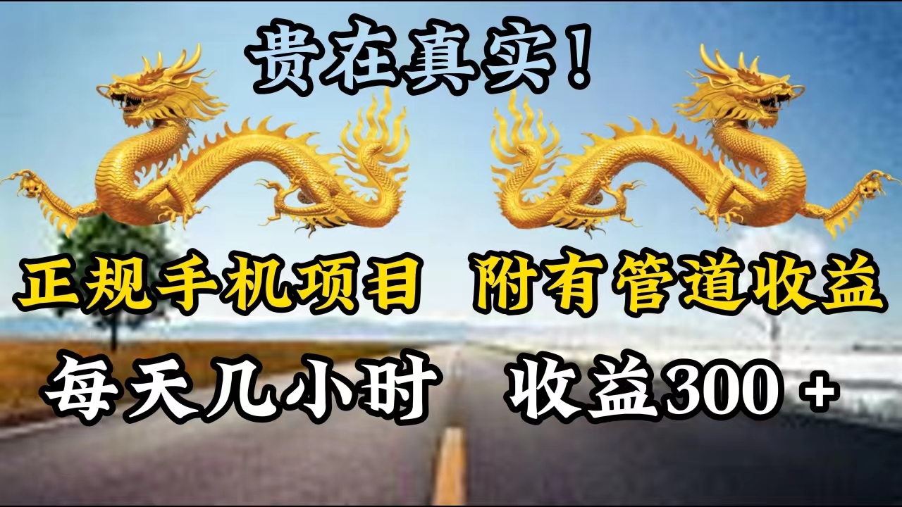 正规手机项目，附有丰富的管道收益，每天几小时，收益300+-微众资源