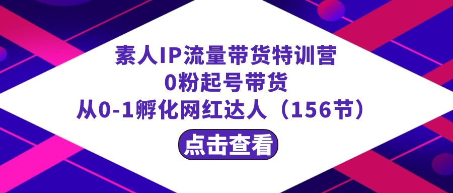 繁星·计划素人IP流量带货特训营：0粉起号带货 从0-1孵化网红达人（156节）-微众资源