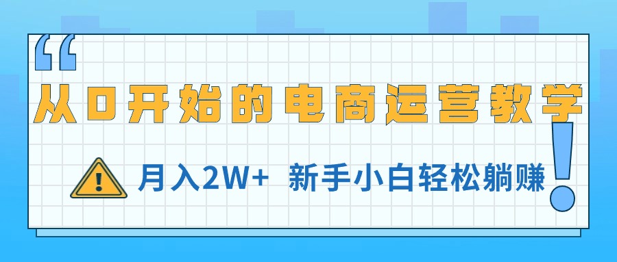 从0开始的电商运营教学，月入2W+，新手小白轻松躺赚-微众资源